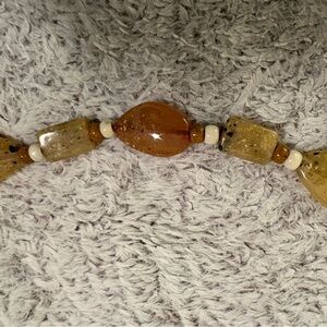 Handcrafted Brown Glass Bead Necklace with Cream Accents